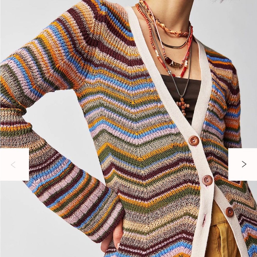 Free People Ocean Waves Cardi in dust in the wind combo colorway size medium